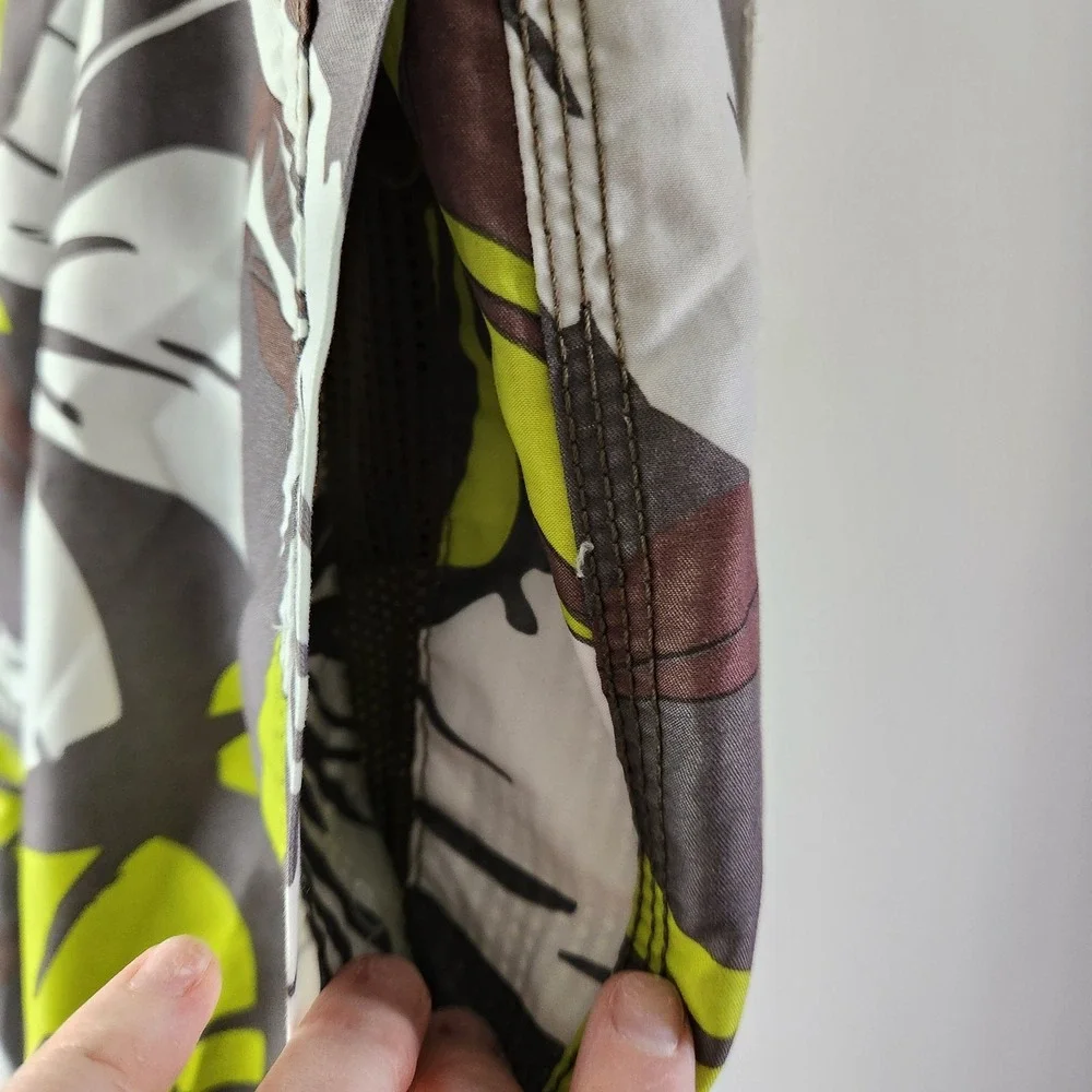 Speedo Hibiscus Floral‎ Board Shorts XL Brown Lime Green Tropical Swim Trunks